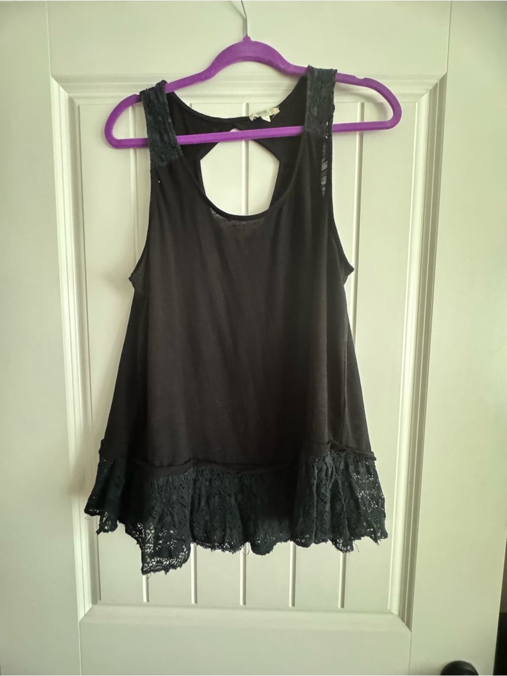 Kori Black Lace-Hem Tank Top